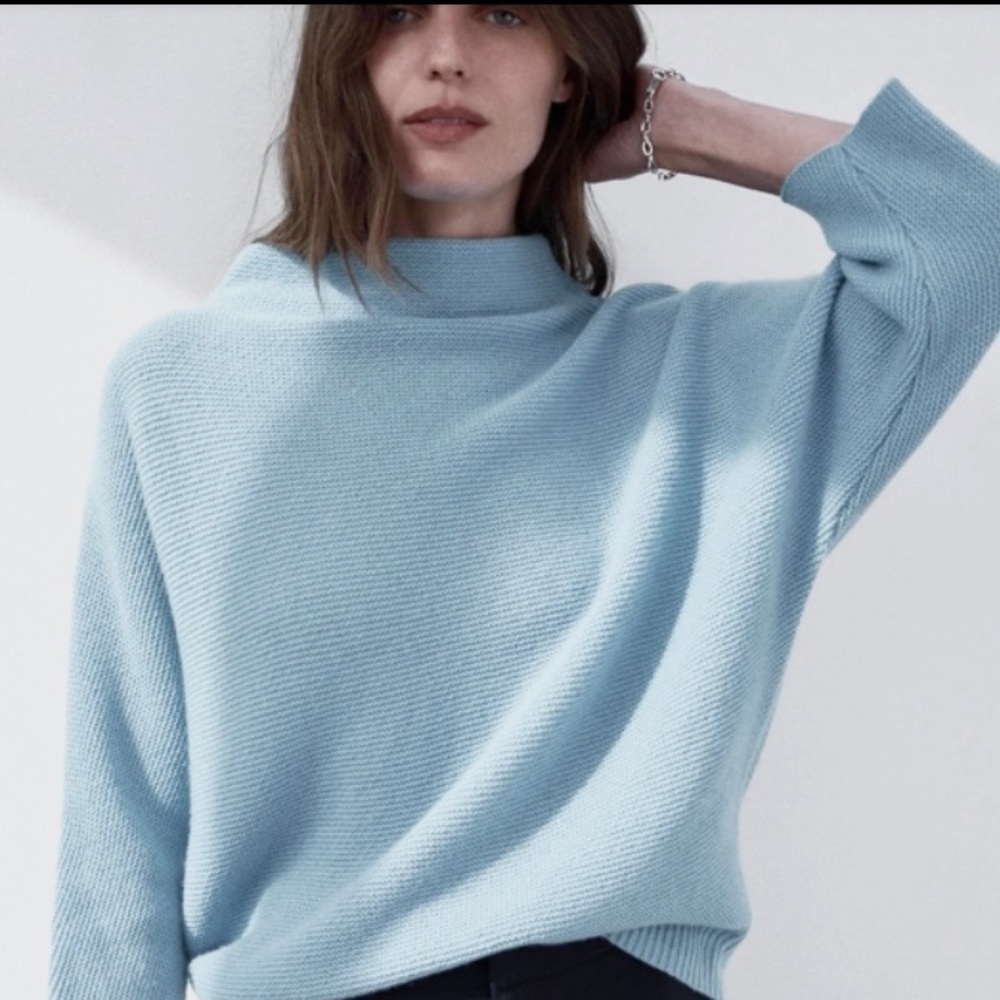 ANN TAYLOR FUNNEL Sweater sz XL ice blue
